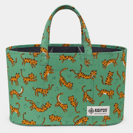 Oval Diaper Caddy LiL Tiger Print Personalised Bag