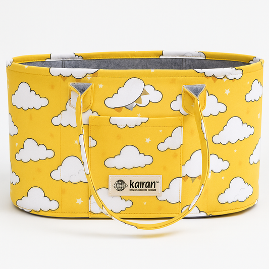 Oval Diaper Caddy Clouds Print Personalised Bag