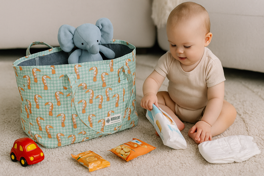 Oval Diaper Caddy Toucan Print Personalised Bag