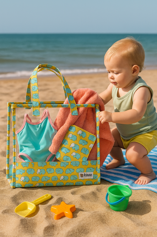 Swim/Art Elephants Print Personalised Bag