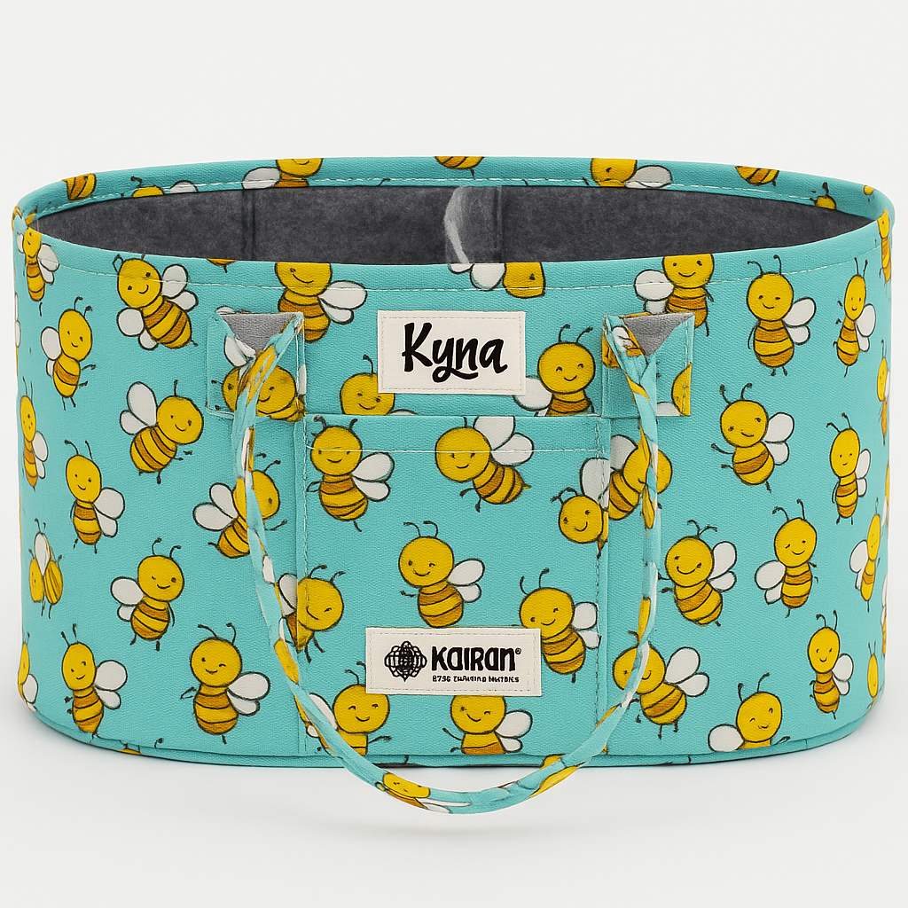 Oval Diaper Caddy Honey Bees Print Personalised Bag