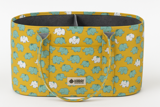 Oval Diaper Caddy Elephants Print Personalised Bag