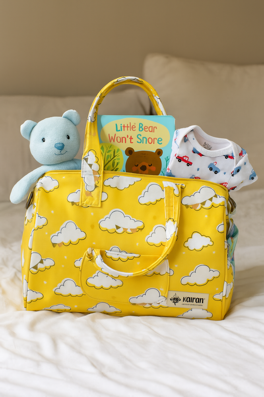 Mini Duffle/Diaper Clouds print Personalised Bag