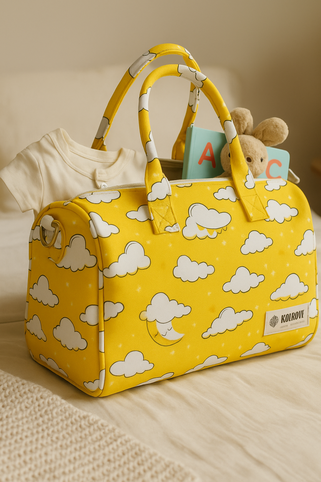 Mini Duffle/Diaper Clouds print Personalised Bag