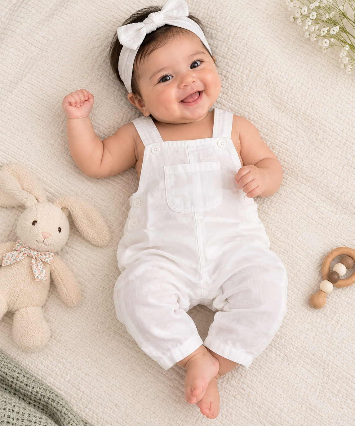 NEW BORN BABY WHITE ROMPER