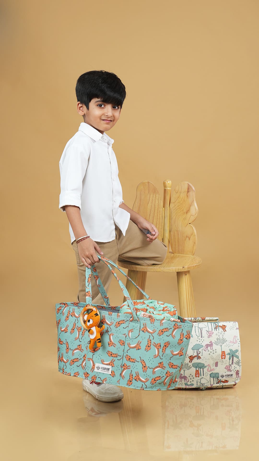 Oval Diaper Caddy LiL Tiger Print Personalised Bag