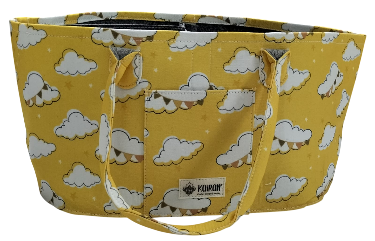 Oval Diaper Caddy Clouds Print Personalised Bag