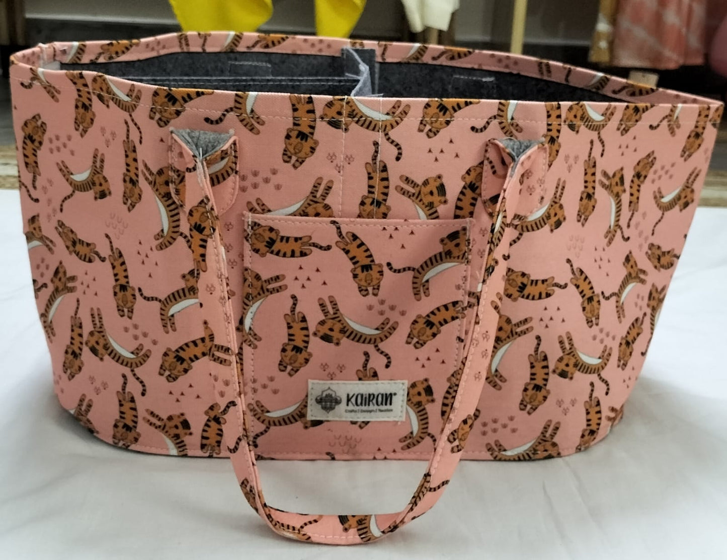 Oval Diaper Caddy Little Tigress Print Personalised Bag