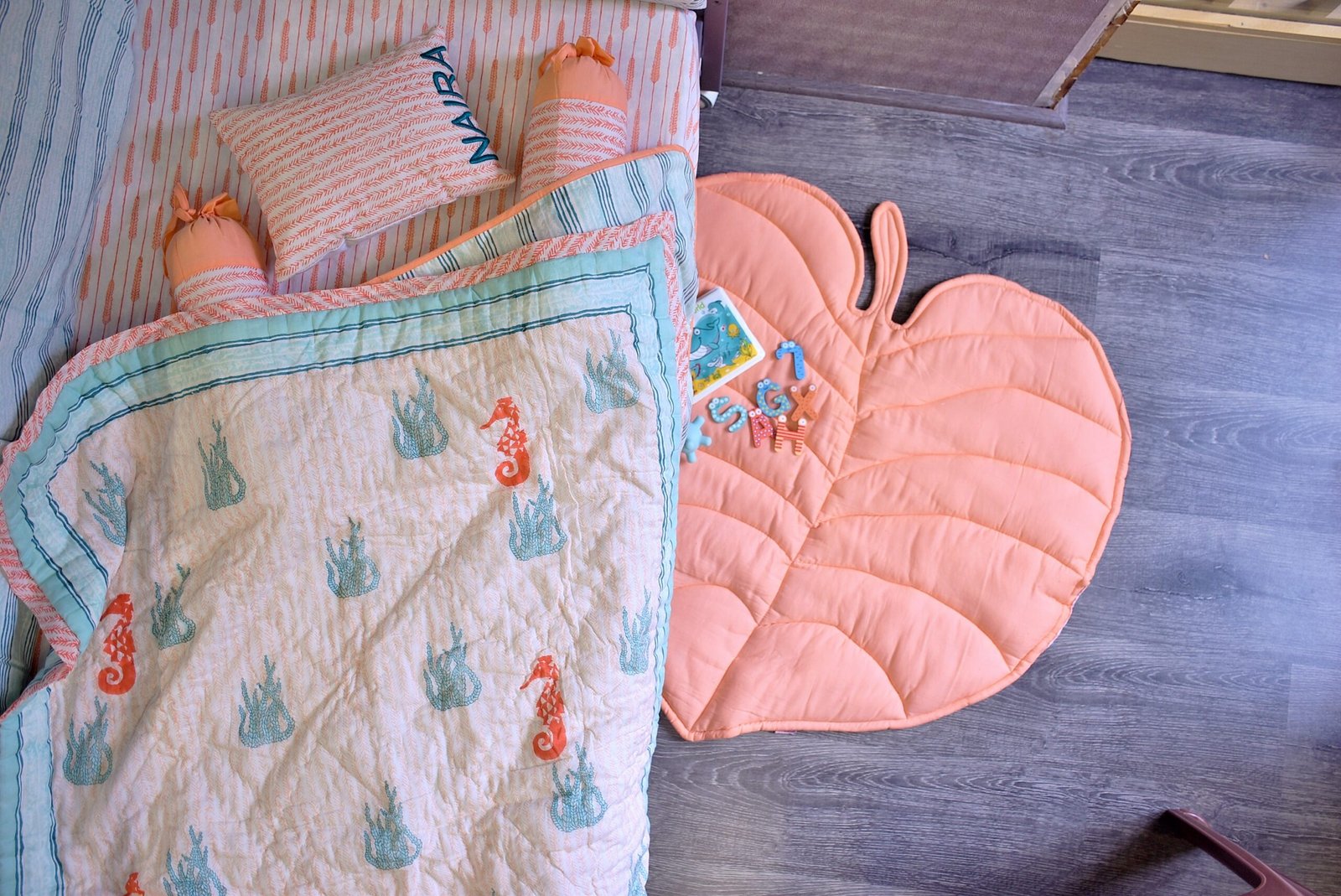 Floating In A Sea – Hand Block Print Reversible Cotton Quilt