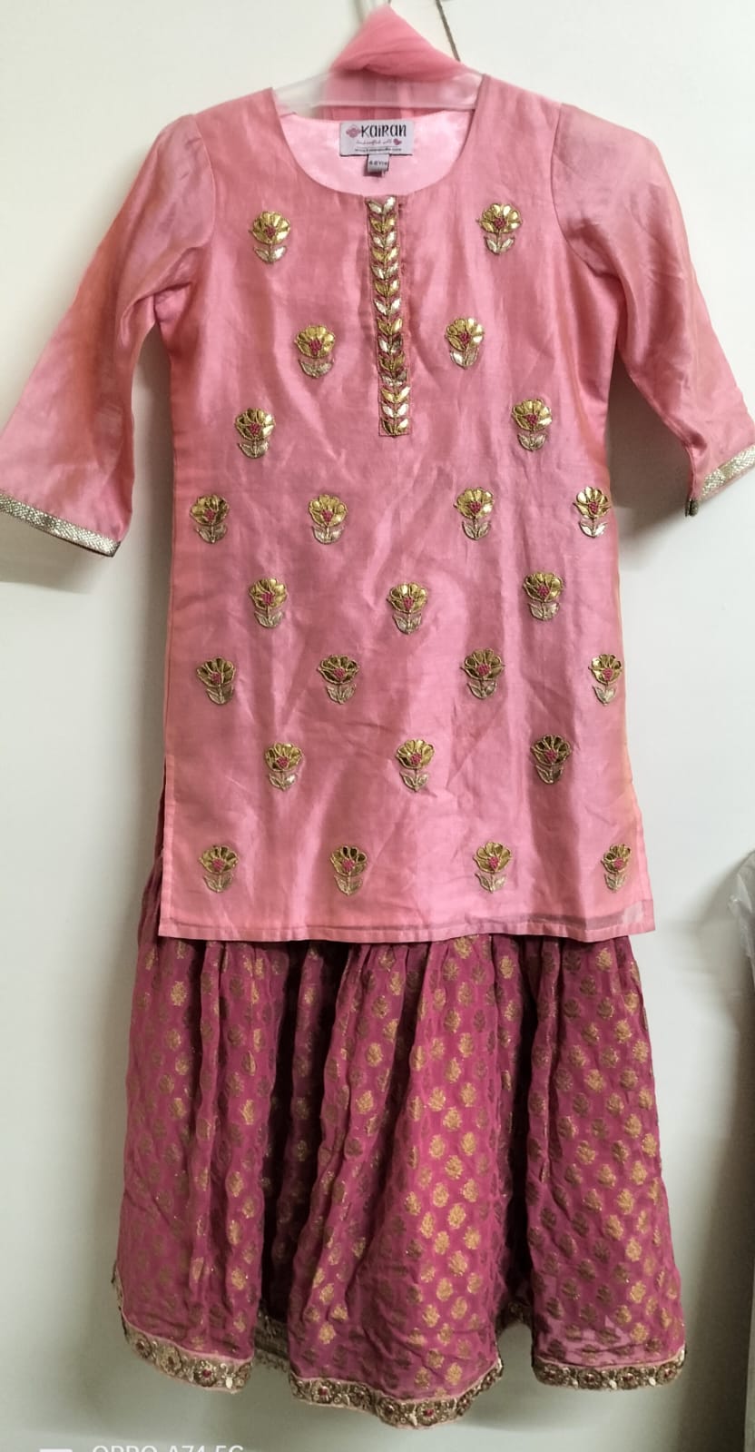 Chanderi Kurta with Gotta Patti work and Banarasi Georgette Sharara Set(pink)