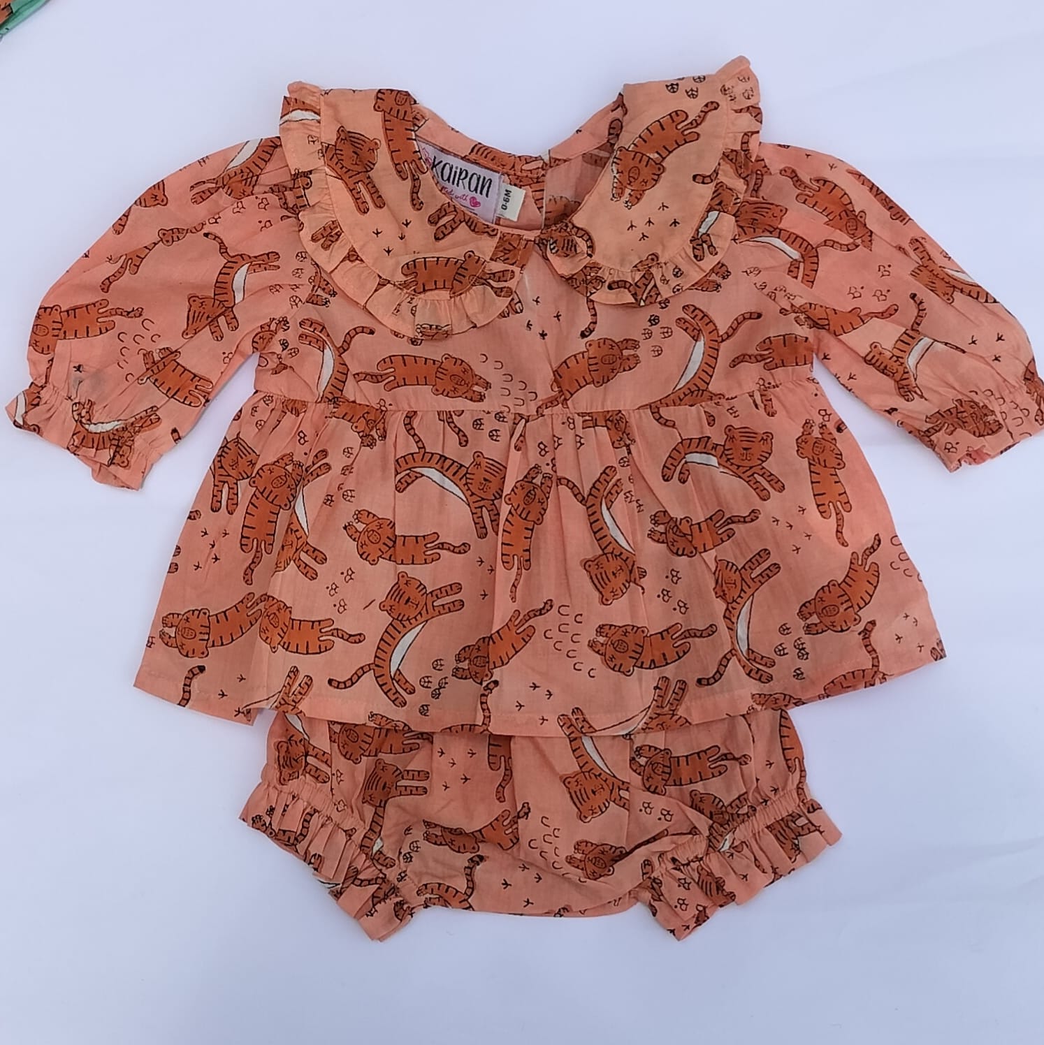 NEW BORN BABY GIRLS TIGER PRINT ROMPER-2PCS