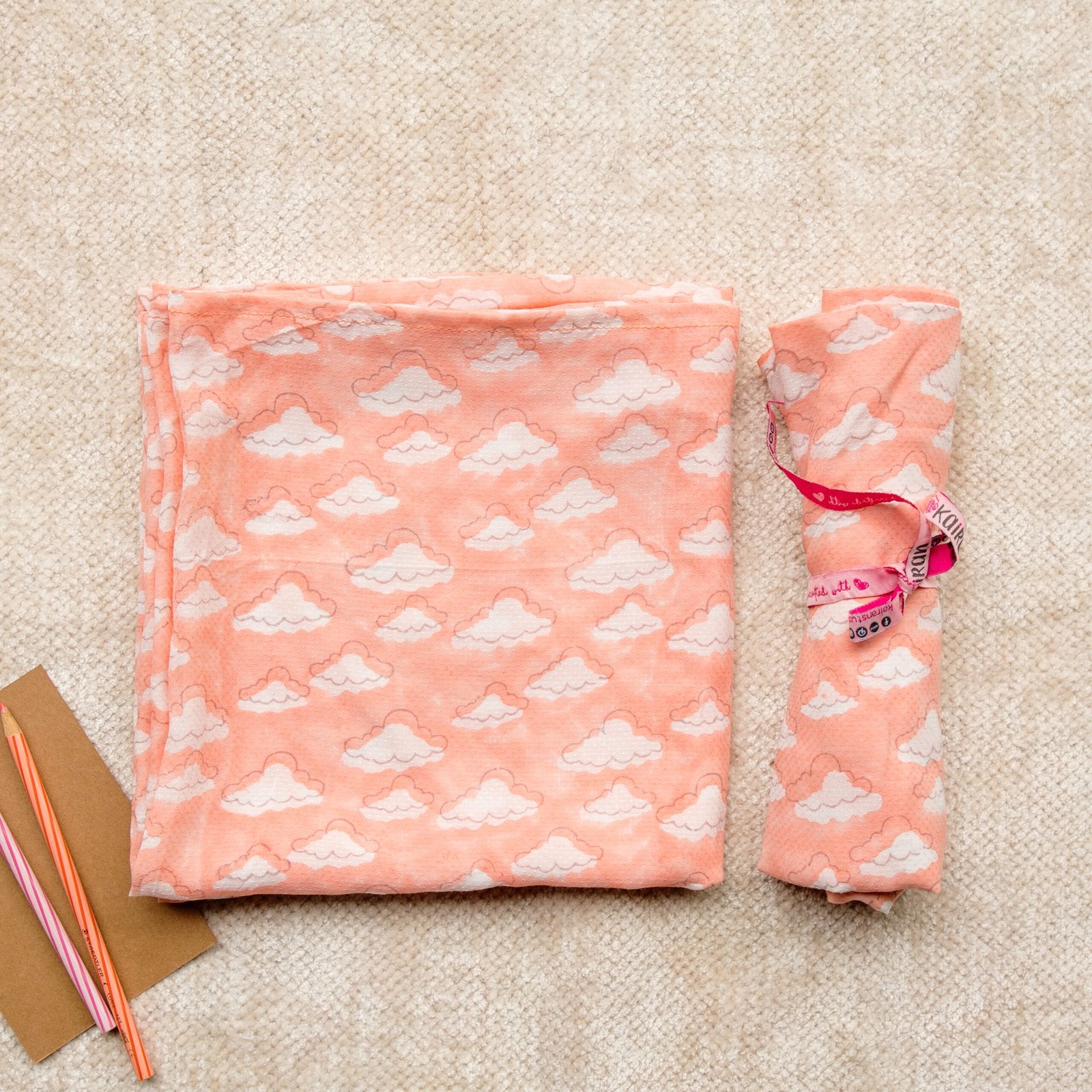 On The Clouds - Hand Block Print Bamboo Muslin Swaddle