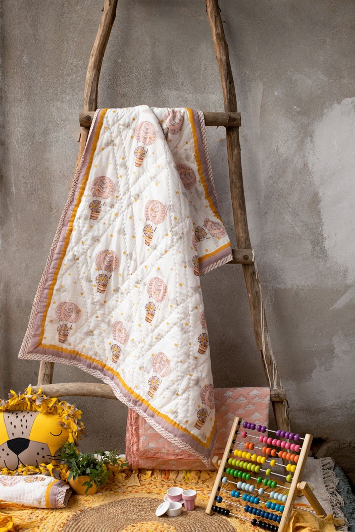 The Roaring Princess – Hand Block Print Reversible Cotton Quilt for Kids