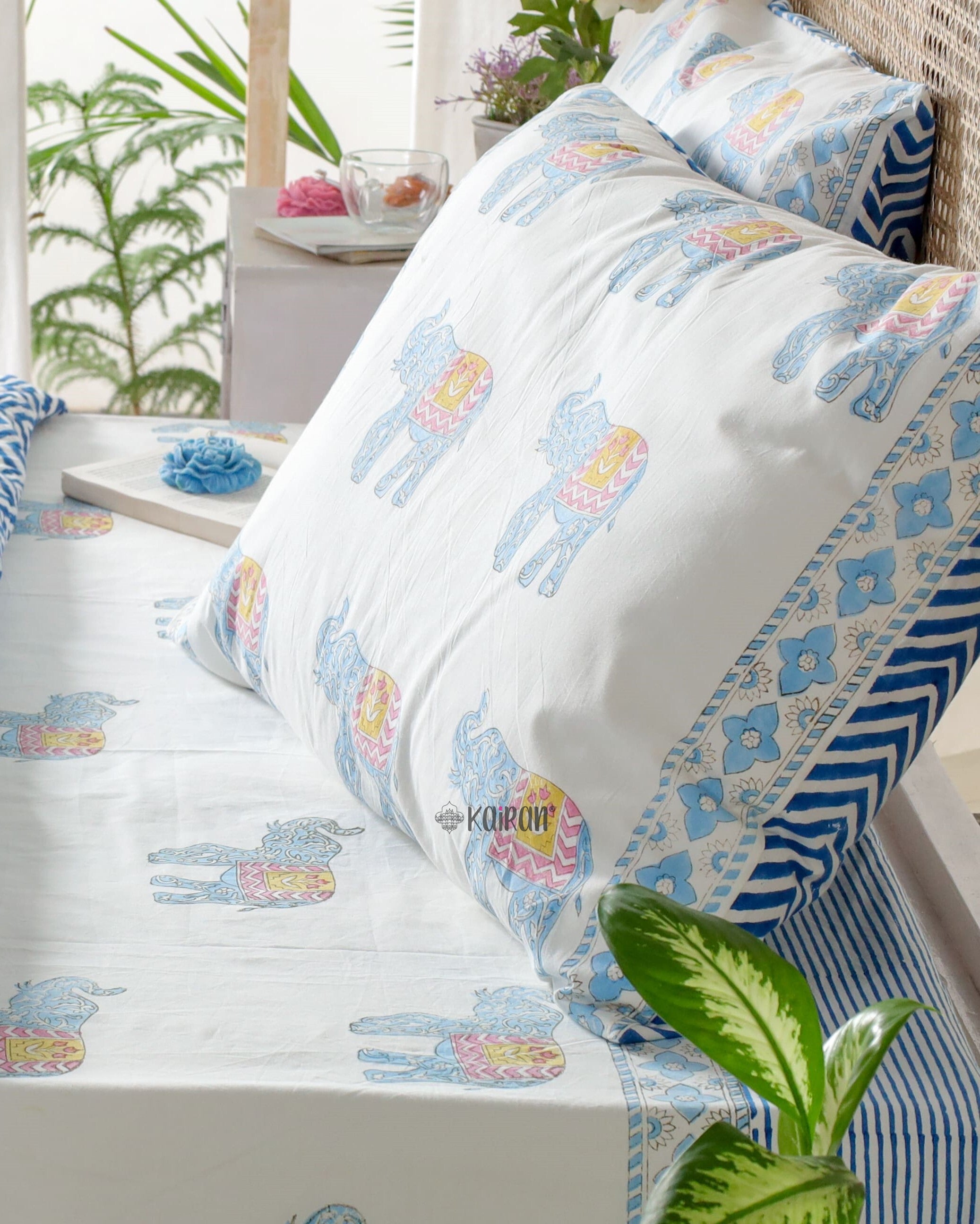 JAIPUR HAND BLOCK PRINTED BEDSHEET & PILLOWS