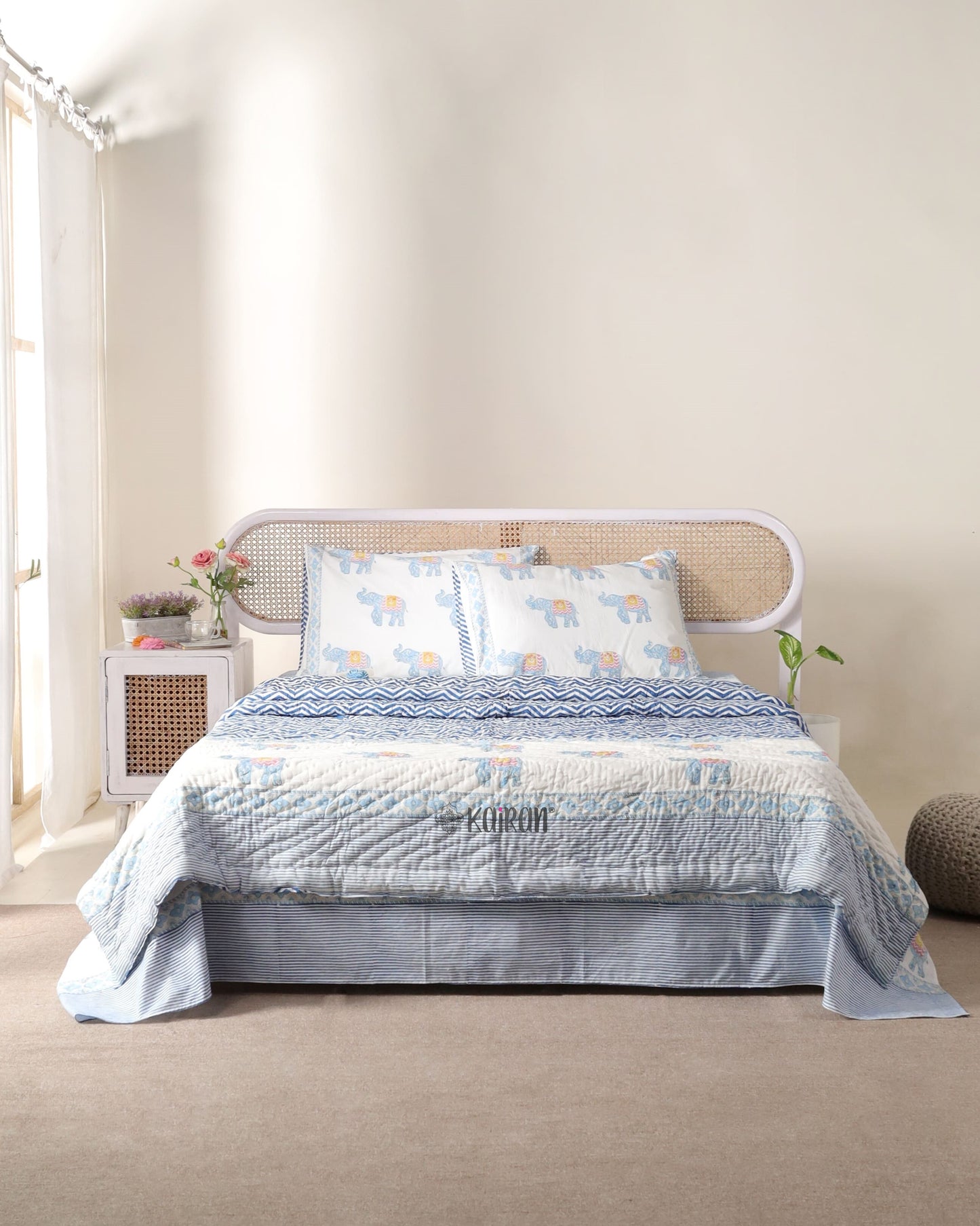 JAIPUR HAND BLOCK PRINTED BEDSHEET & PILLOWS