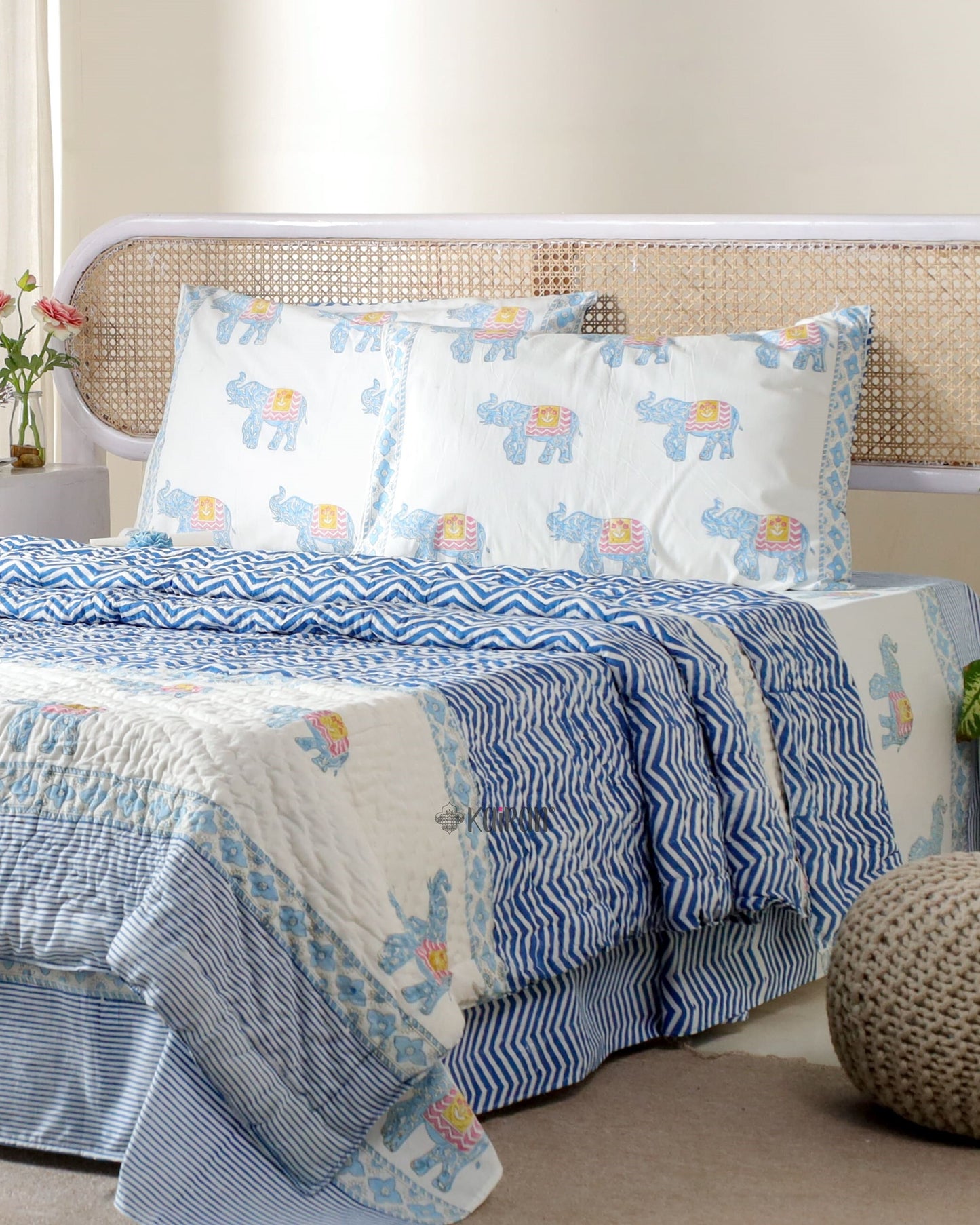 JAIPUR HAND BLOCK PRINTED BEDSHEET & PILLOWS