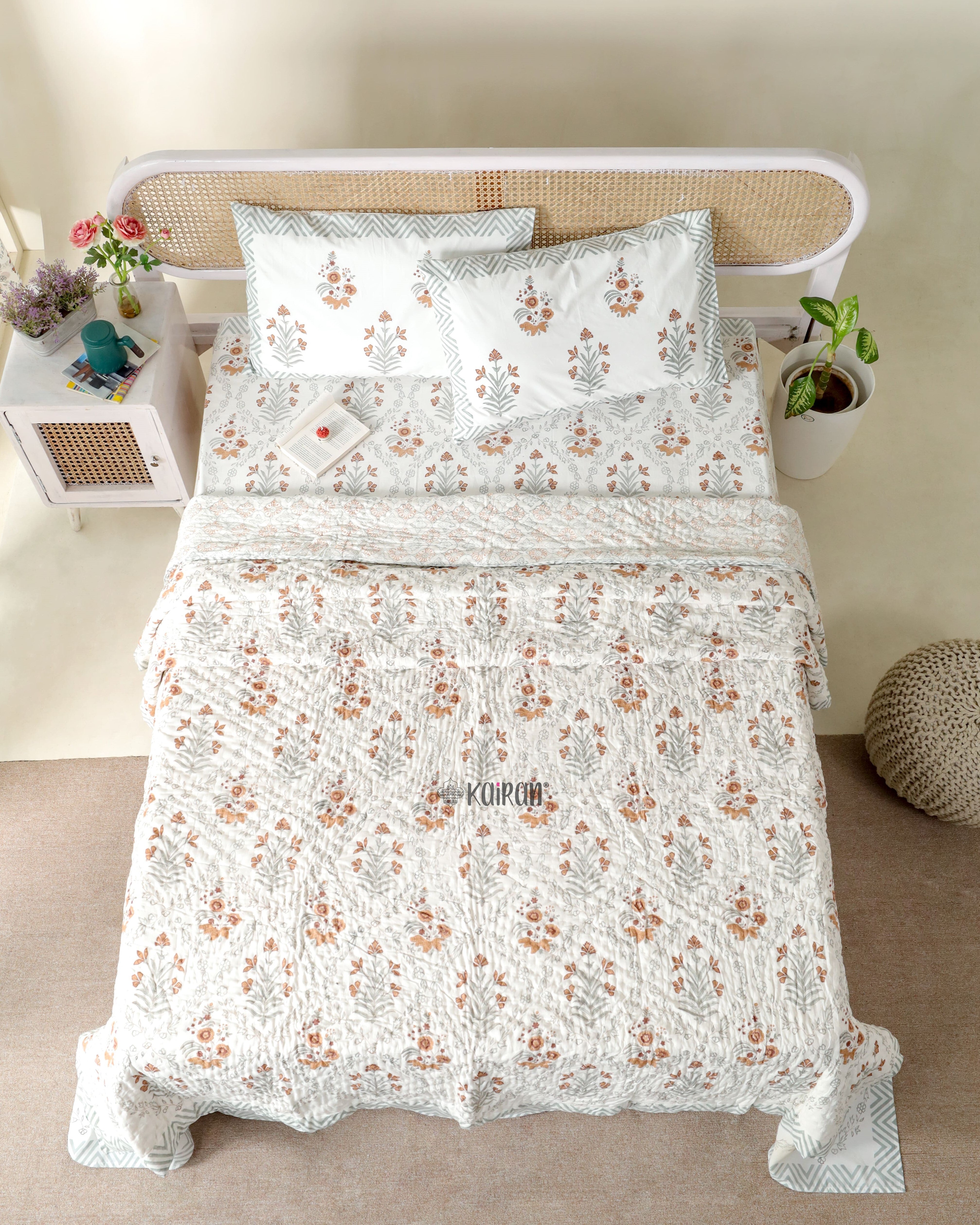 JAISALMER HAND BLOCK PRINTED BEDSHEET & PILLOWS
