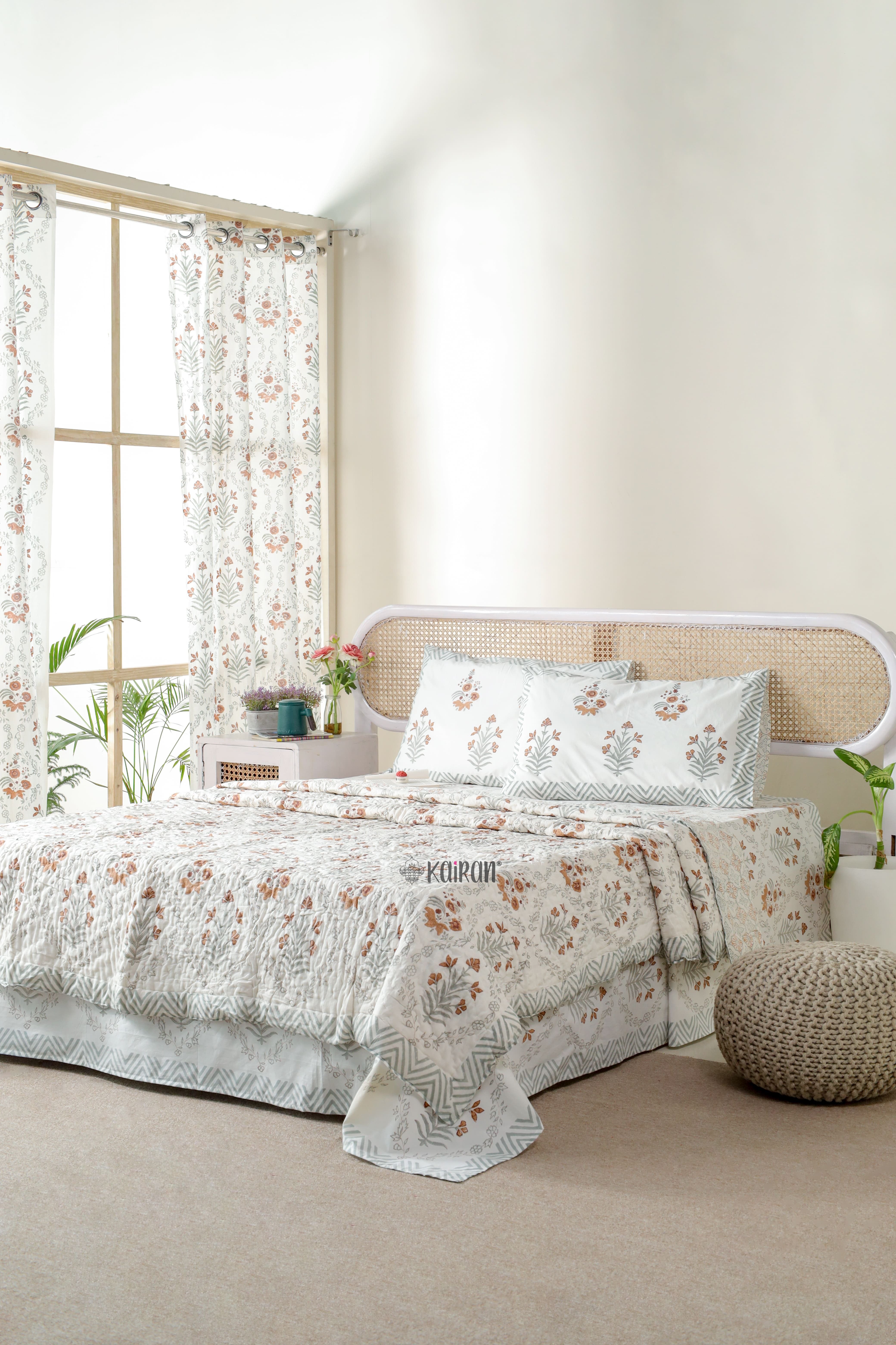 JAISALMER HAND BLOCK PRINTED BEDSHEET & PILLOWS