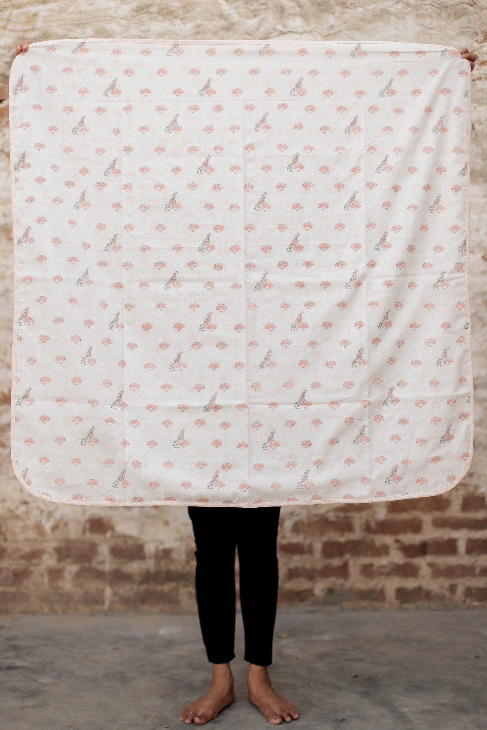 The Chirping Birds – Hand Block Print Reversible Triple Layered Cotton Dohar