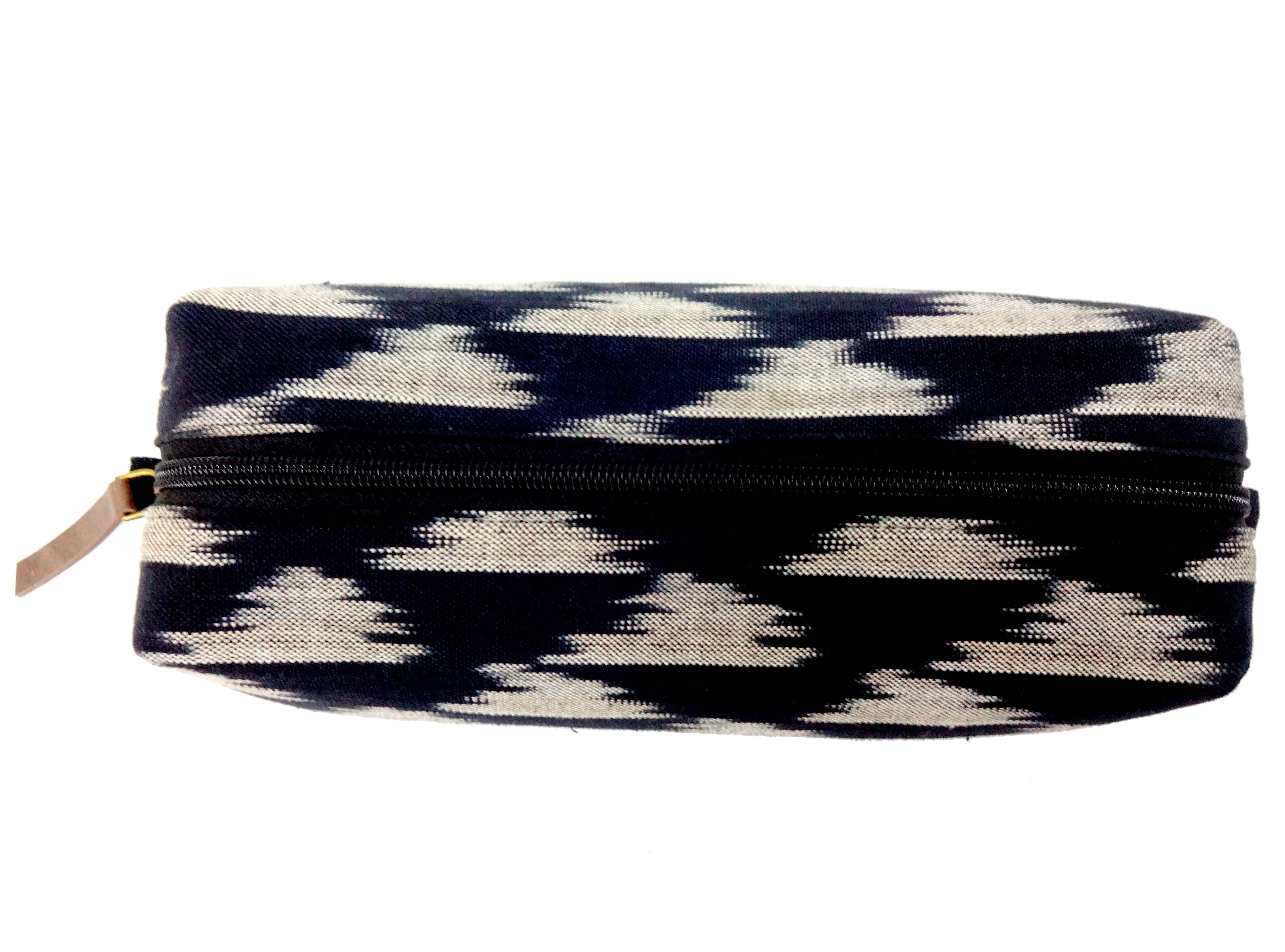 Black Ikat Handcrafted- Meraki Cotton pouch