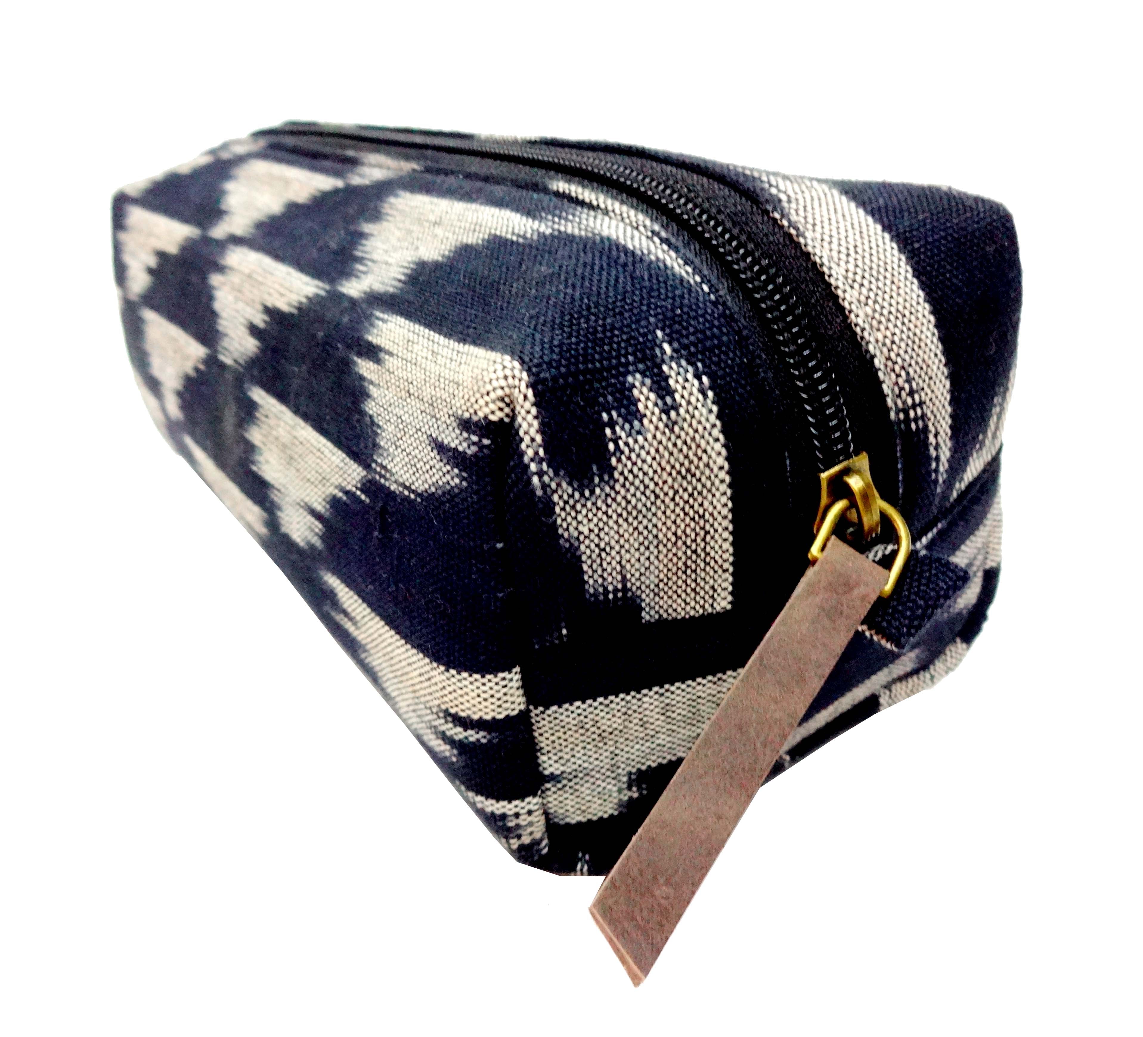 Black Ikat Handcrafted- Meraki Cotton pouch