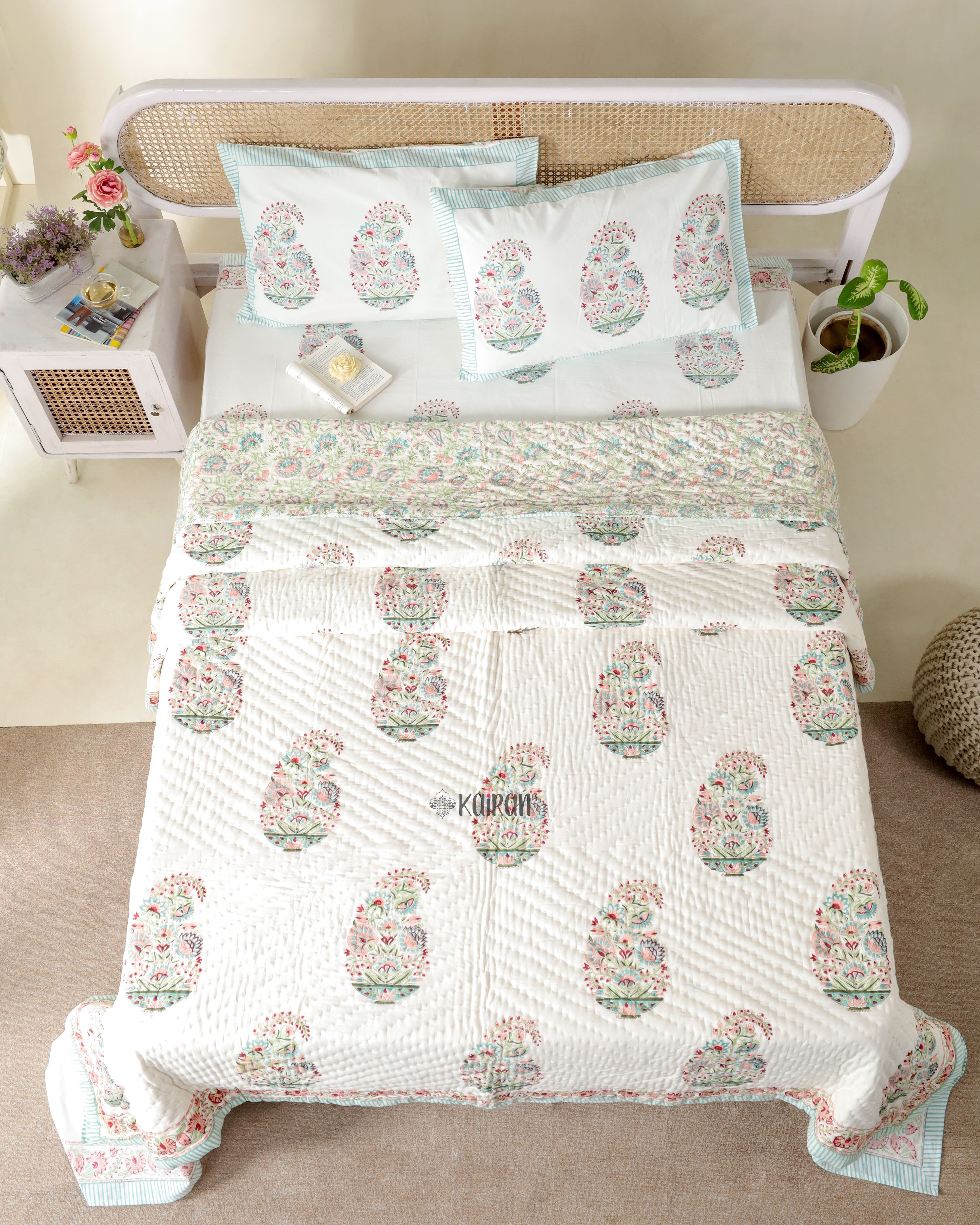 KASHMIR  HAND BLOCK PRINTED QUILT