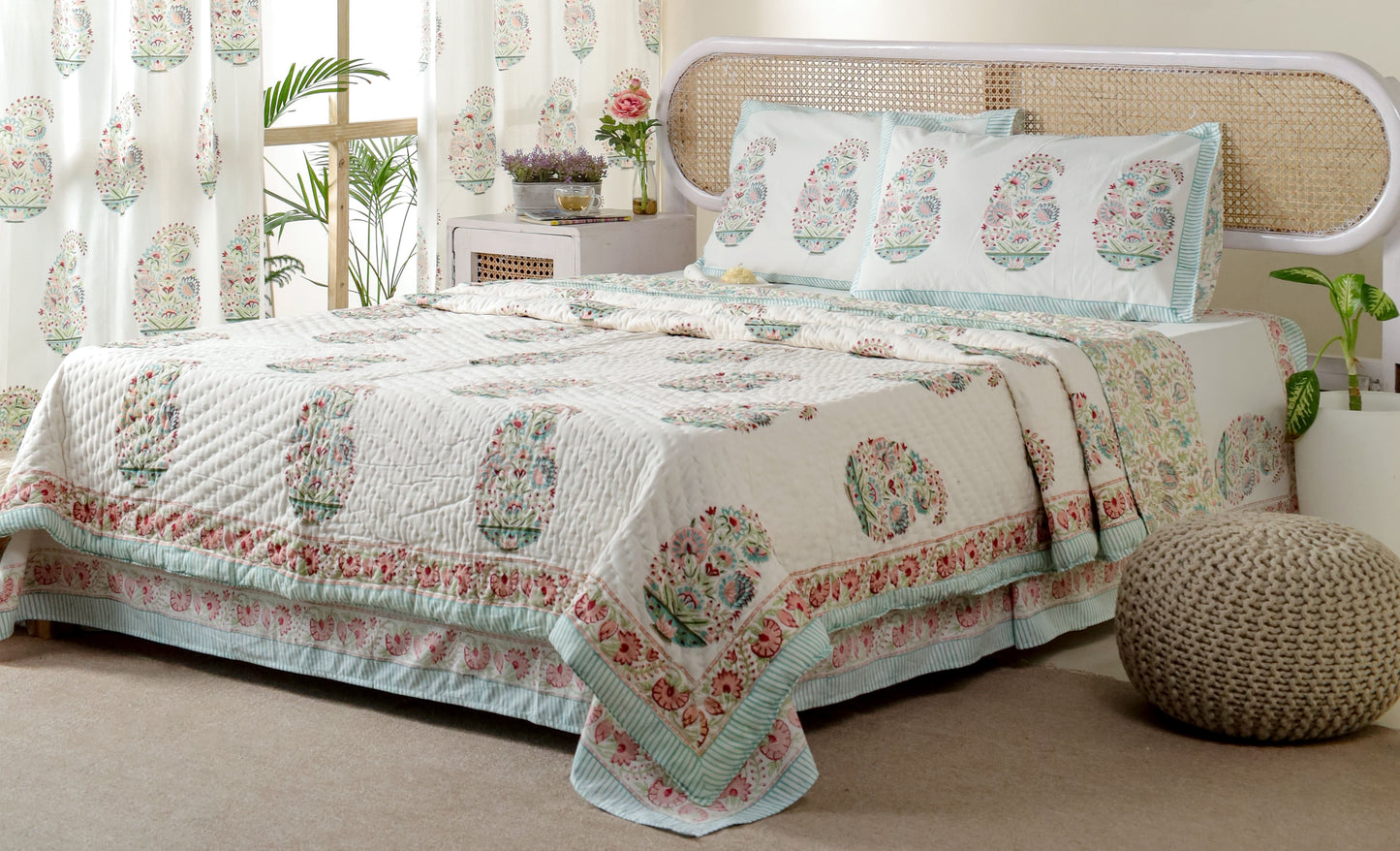 KASHMIR HAND BLOCK PRINTED BEDDING SET