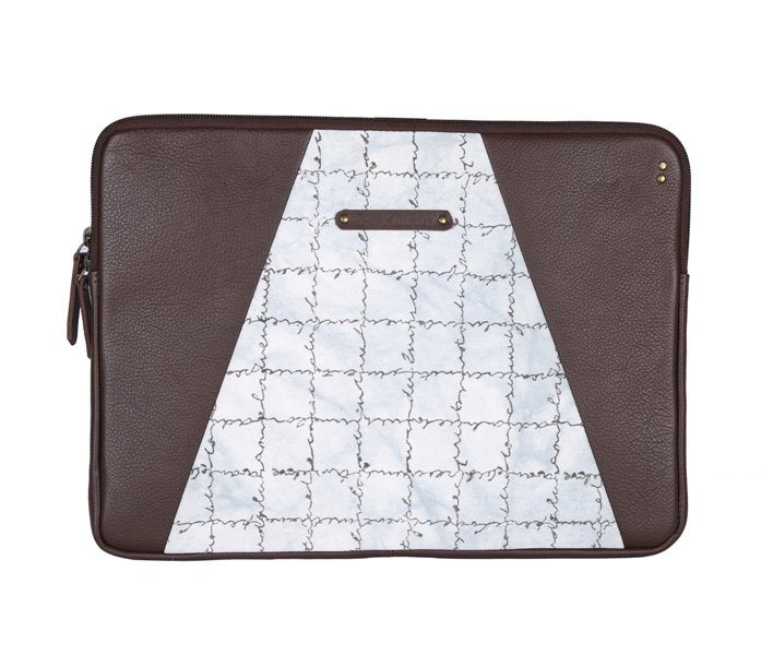 White-Grey Handcrafted- Meraki Laptop Sleeve