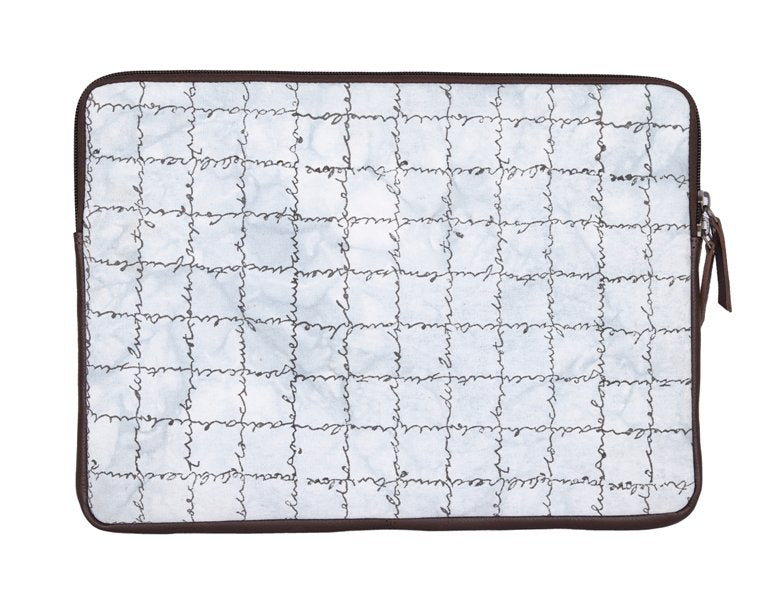 White-Grey Handcrafted- Meraki Laptop Sleeve