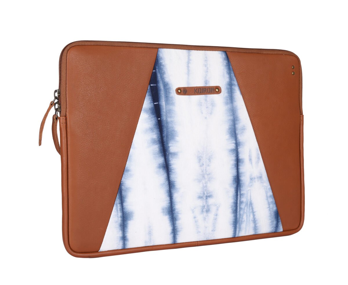 White-Blue Handcrafted- Meraki Laptop Sleeve