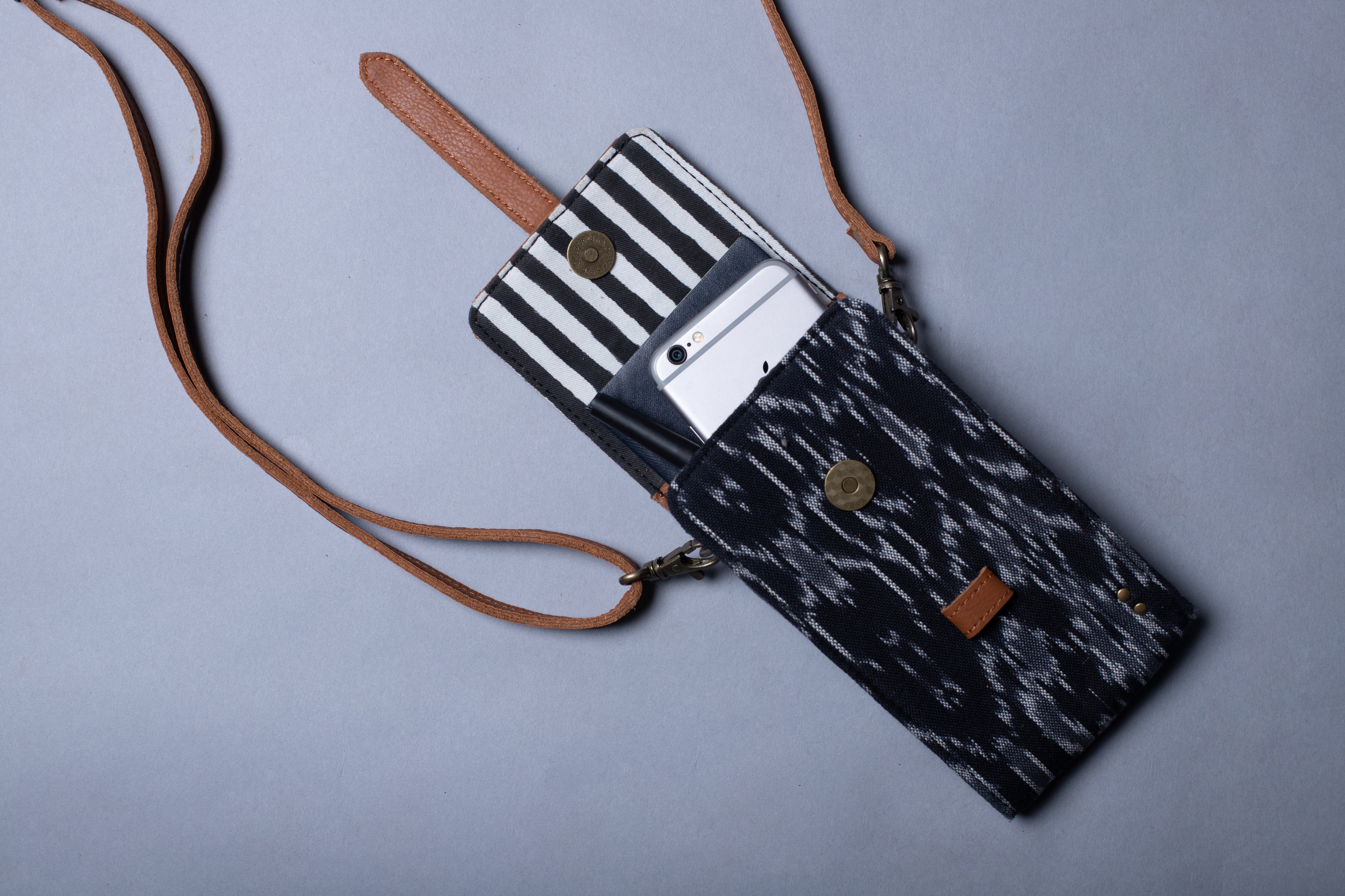 Black Ikat Handcrafted-Studio Messenger Bag