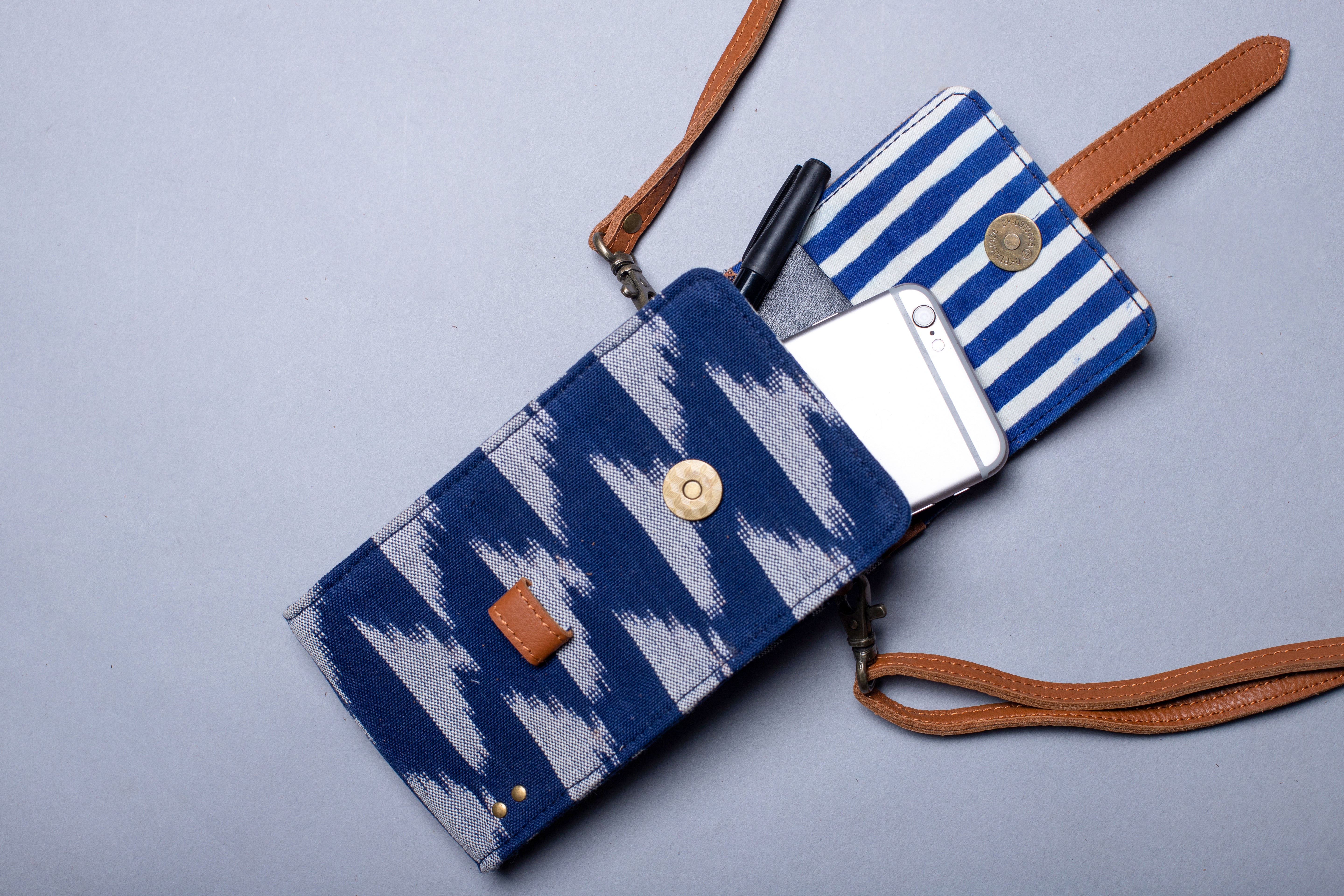 Indigo White-Blue Handcrafted-Studio Messenger Bag