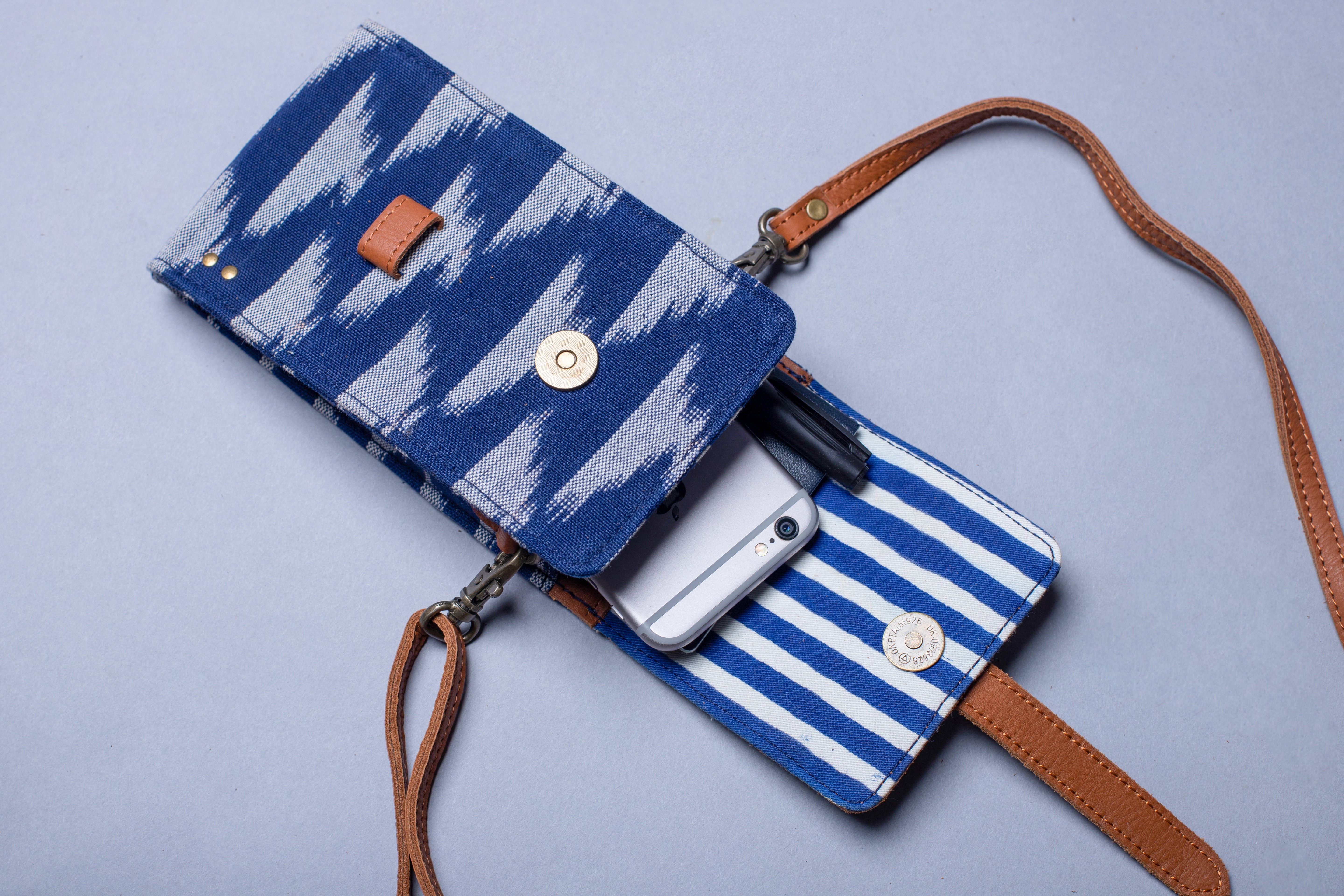 Indigo White-Blue Handcrafted-Studio Messenger Bag