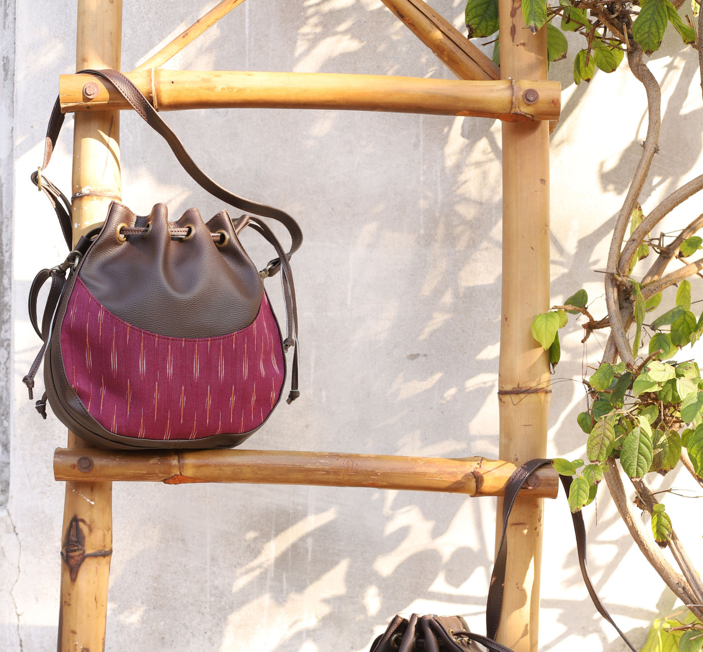 Maroon Ikat Handcrafted - Meraki Potali Bags