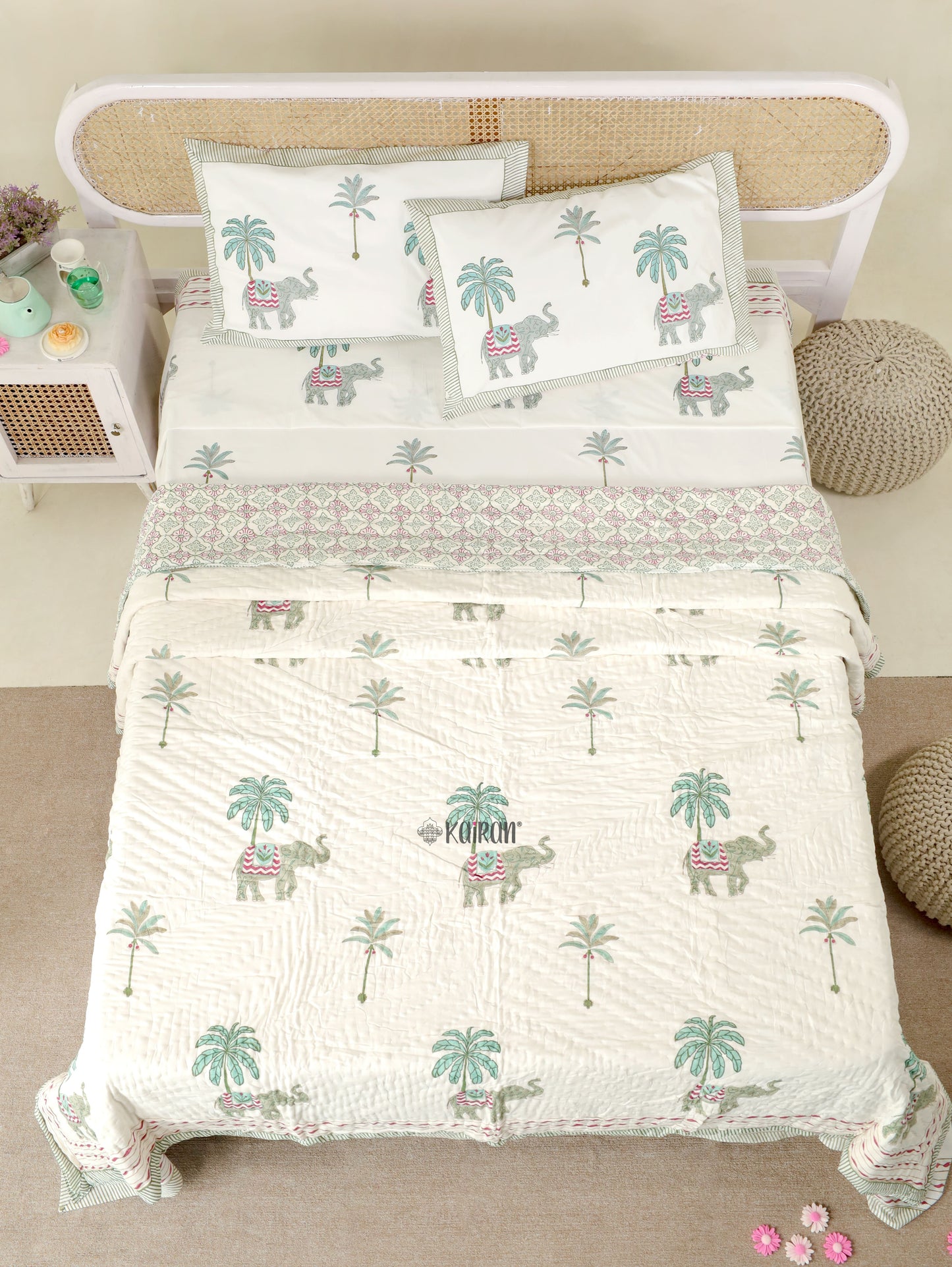 KERALA HAND BLOCK PRINTED QUILT