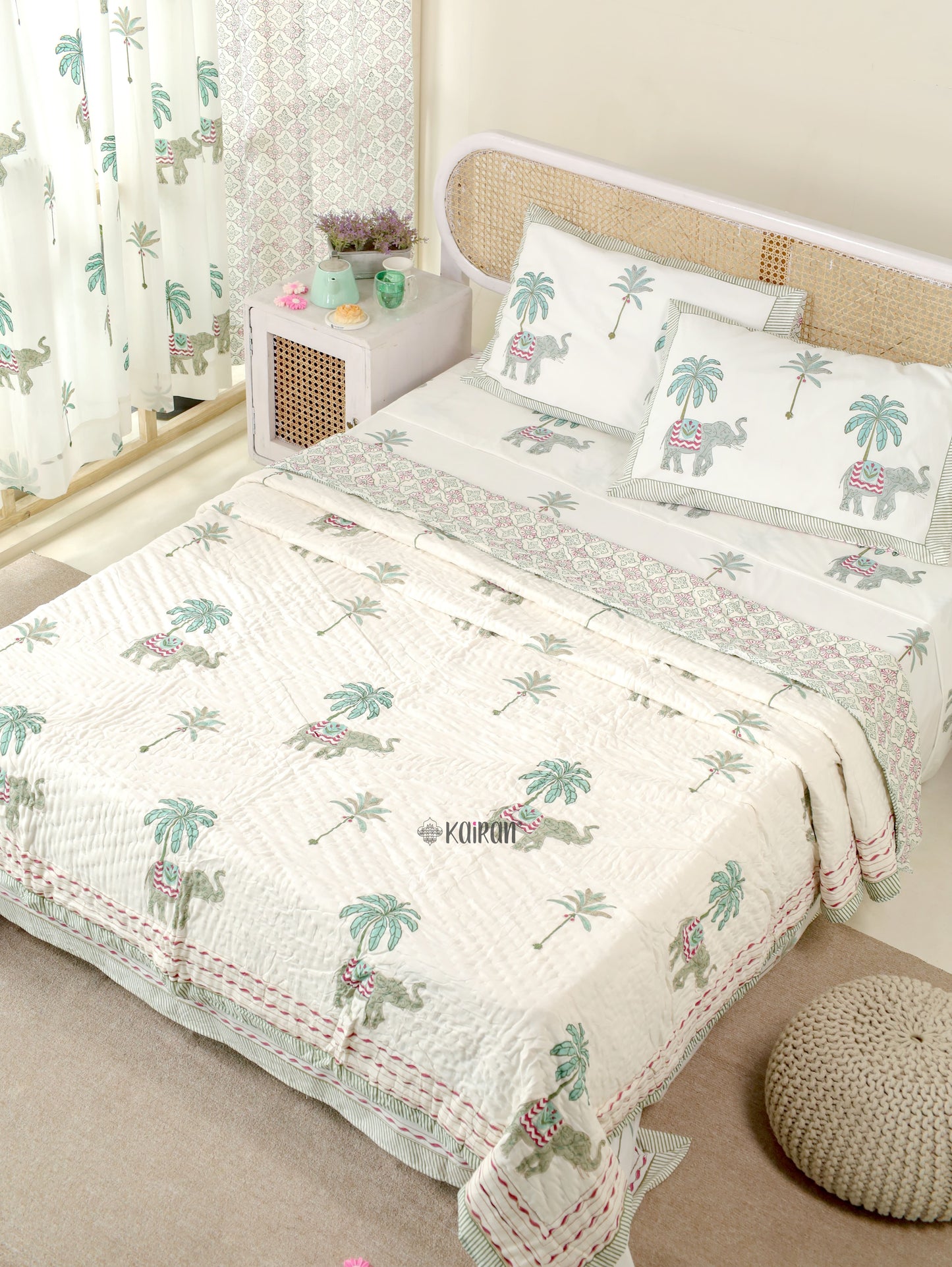 KERALA HAND BLOCK PRINTED QUILT