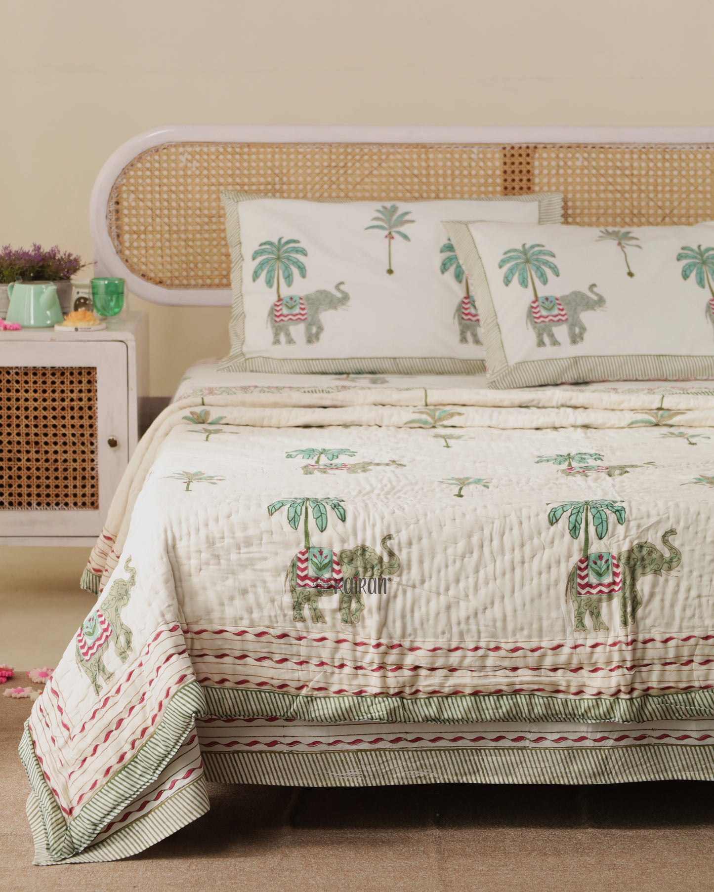 KERALA HAND BLOCK PRINTED QUILT
