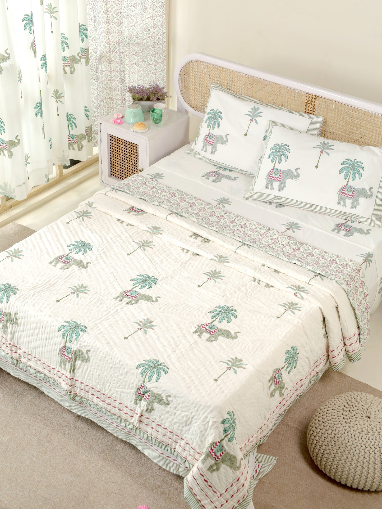 KERALA HAND BLOCK PRINTED BEDDING SET