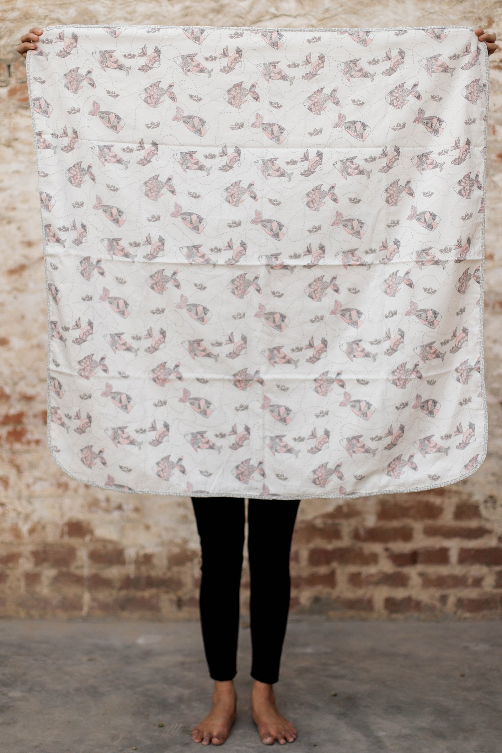 Machali Aur Naav – Hand Block Print Reversible Triple Layered Cotton Dohar