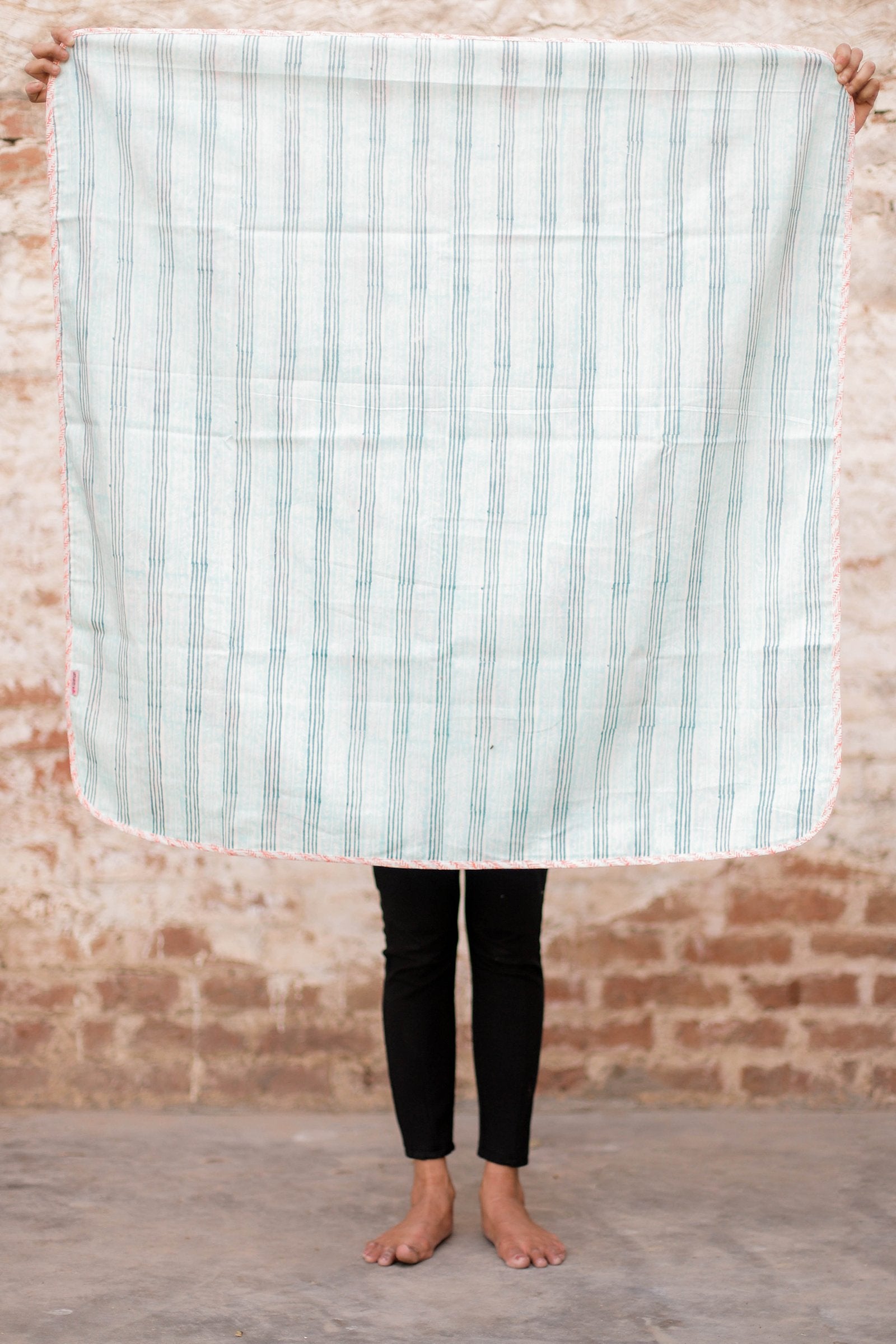 Seahorse And Seaweeds – Hand Block Print Reversible Triple Layered Cotton Dohar