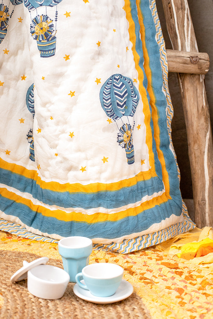 The Roaring Prince – Hand Block Print Reversible Cotton Quilt for Kids