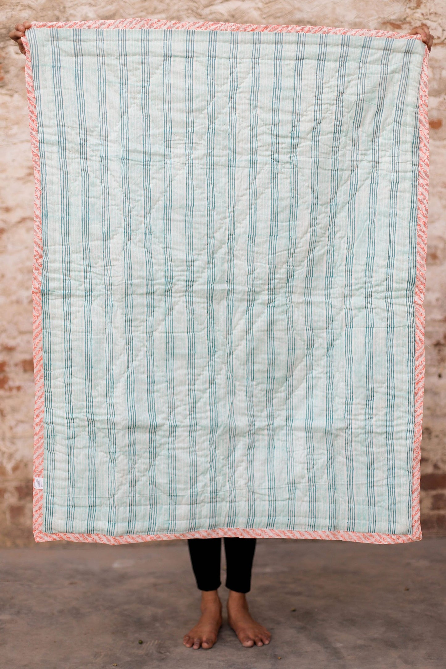 Floating In A Sea – Hand Block Print Reversible Cotton Quilt