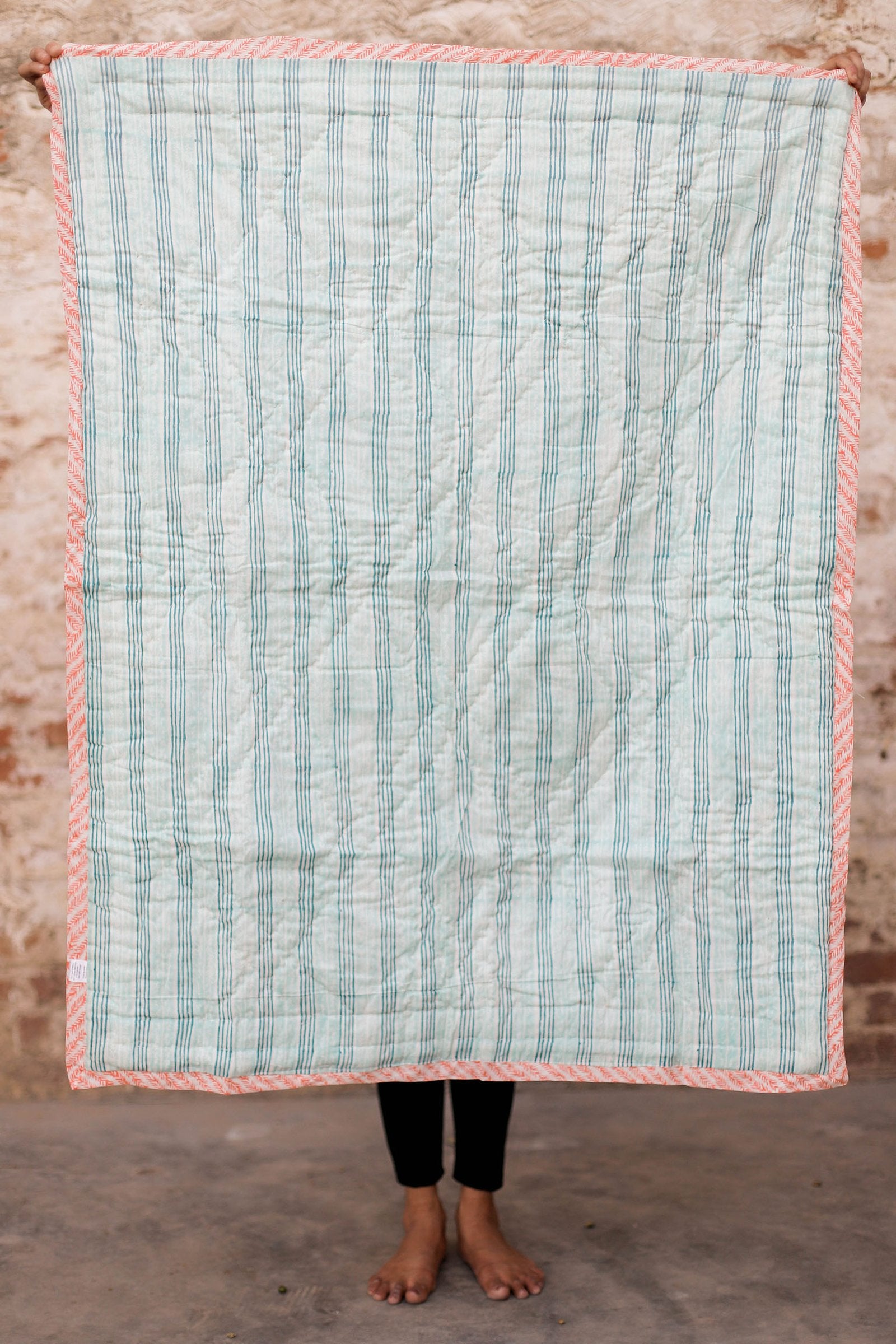 Floating In A Sea – Hand Block Print Reversible Cotton Quilt