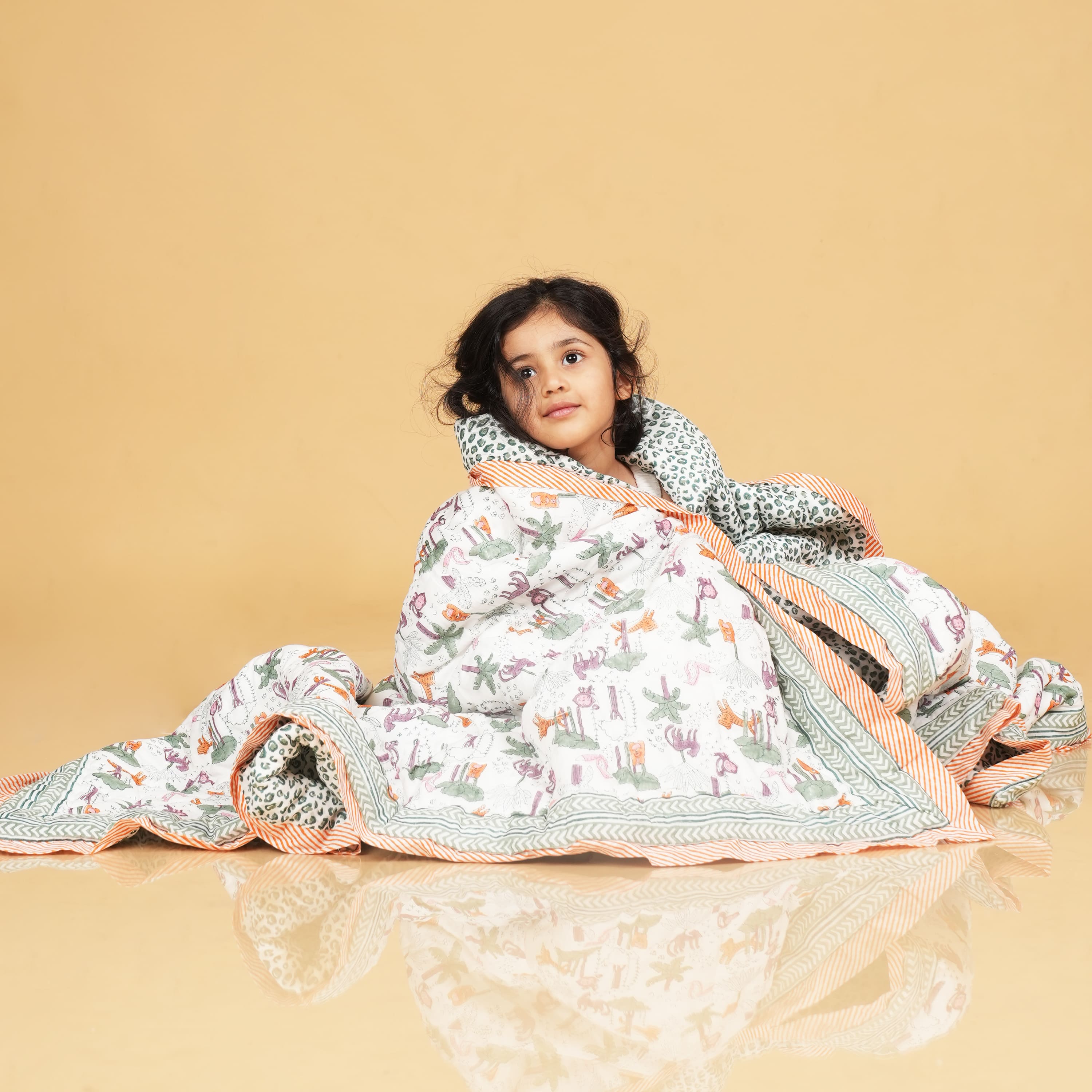 Jungle book– Hand Block Print Reversible Cotton Quilt for Kids