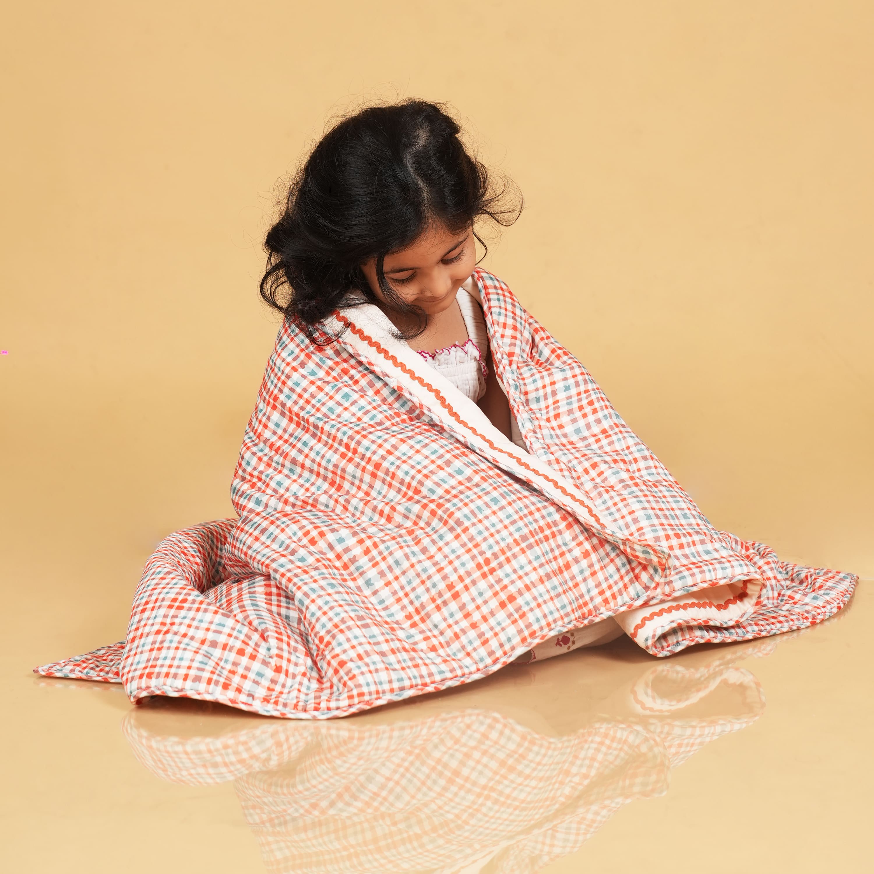 Rabbit– Hand Block Print Reversible Cotton Quilt with embroidery work for kids
