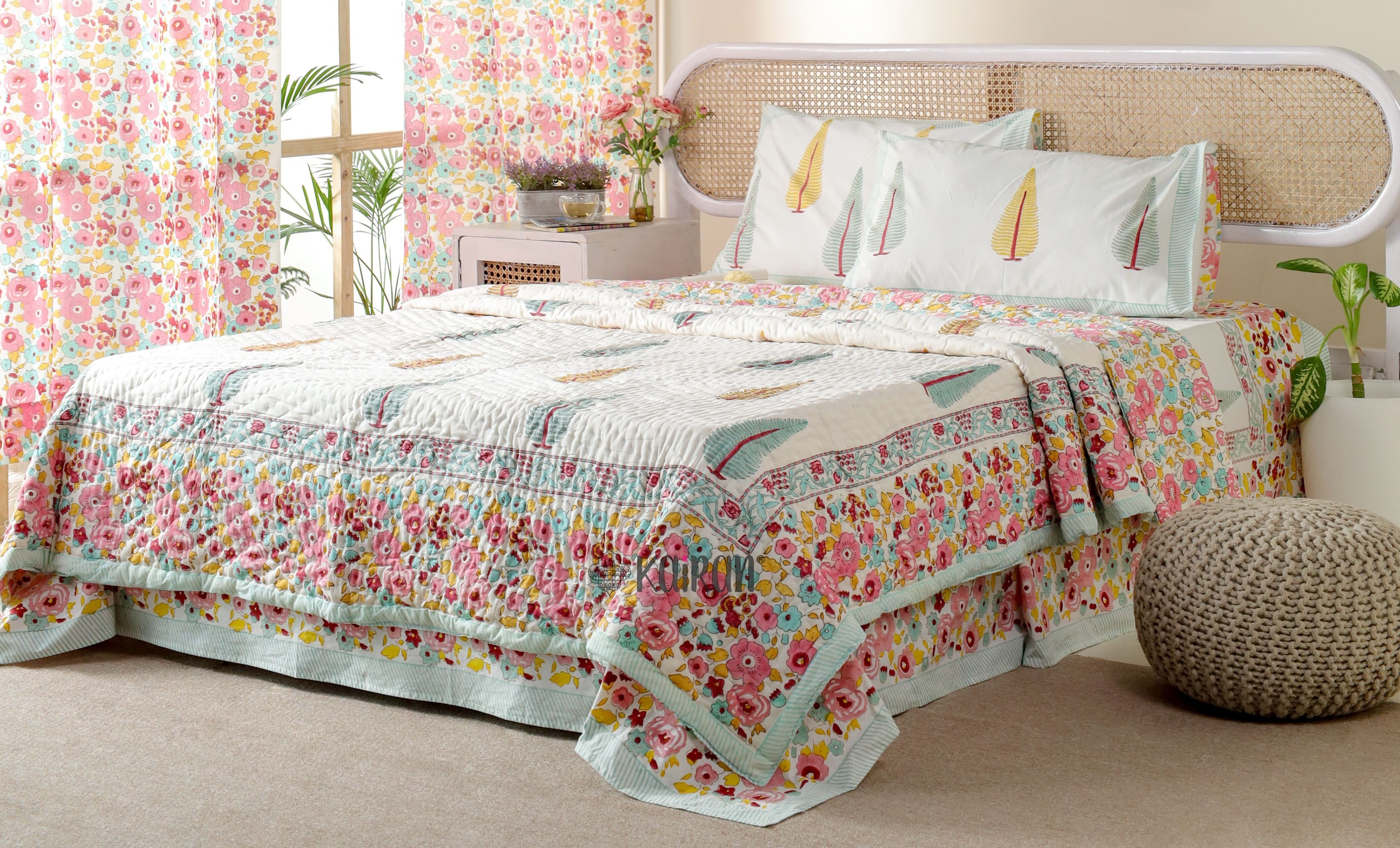 KOLKATA HAND BLOCK PRINTED QUILT