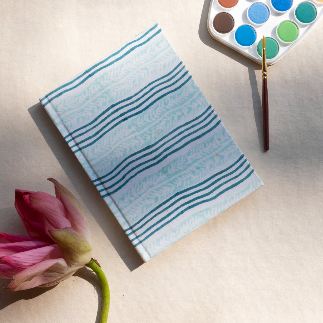 Turquoise Stripes Handmade Journal