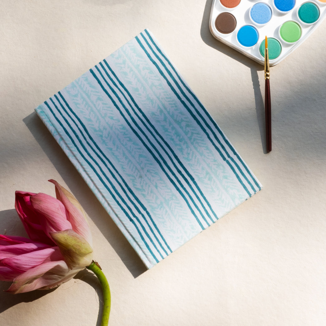 Turquoise Stripes Handmade Journal