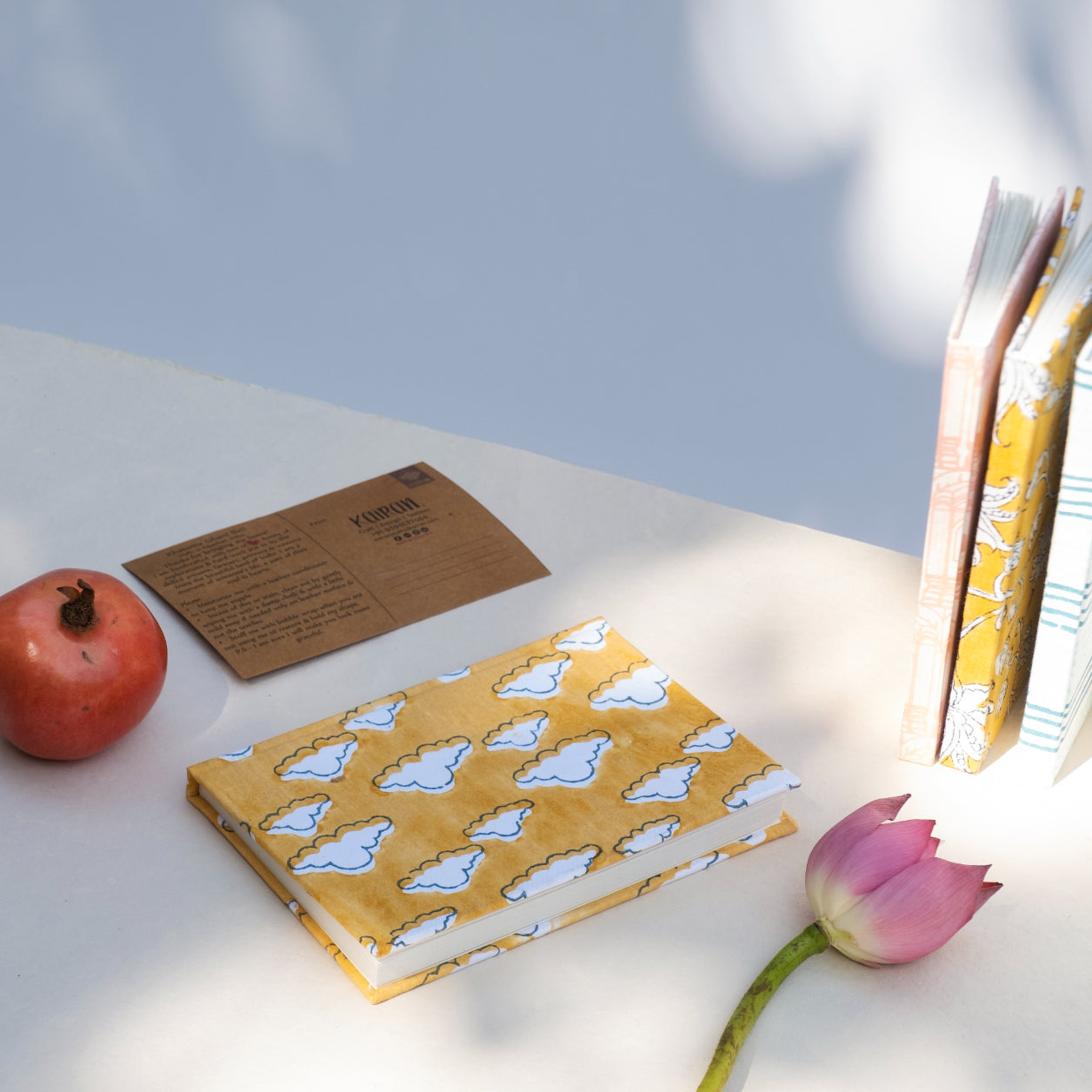 Yellow Floating Clouds Handmade Journal