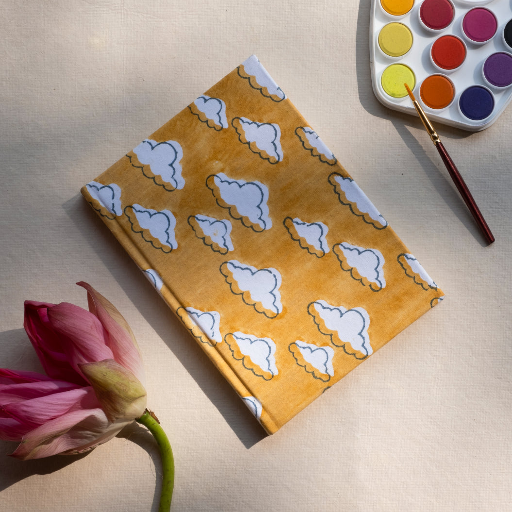Yellow Floating Clouds Handmade Journal